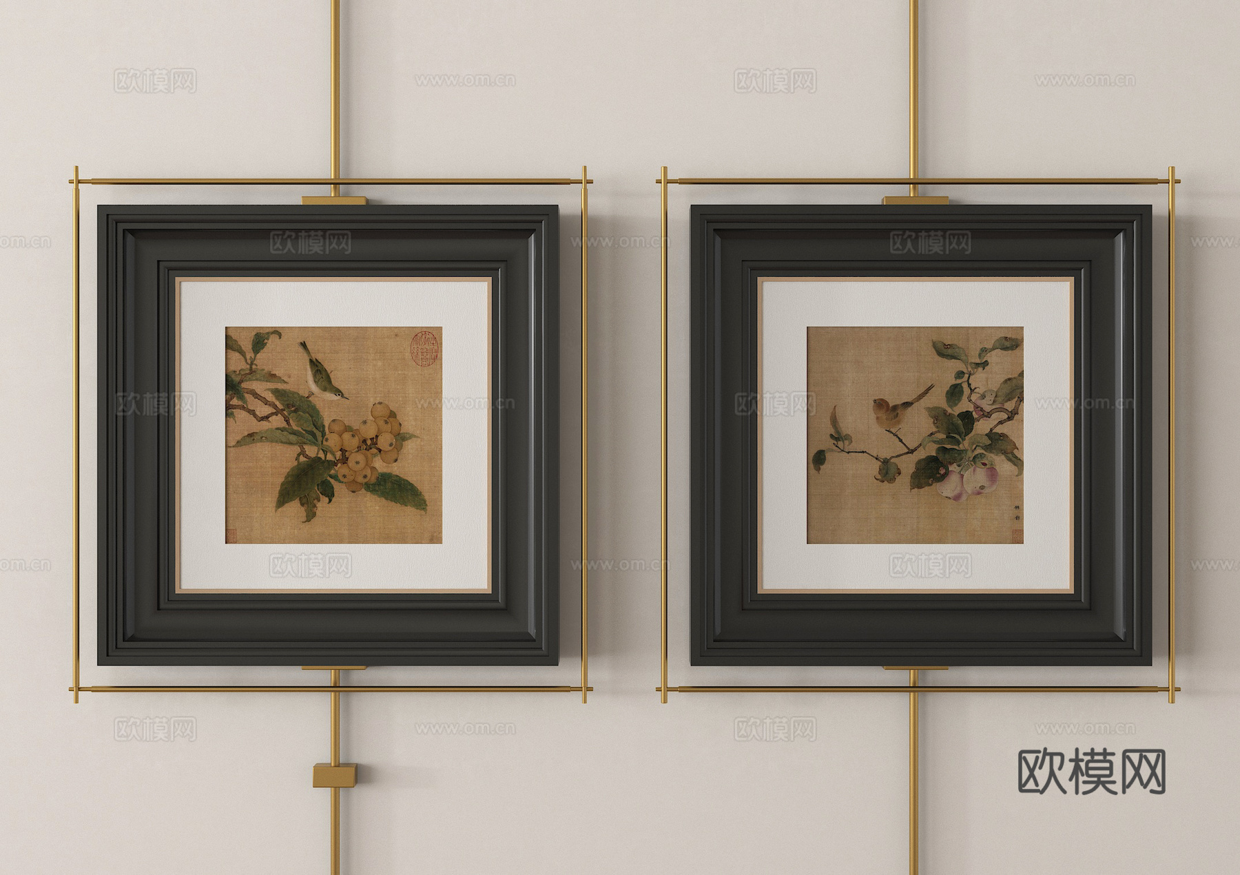 中古复古挂画 装饰画 客厅挂画 玄关挂画su模型