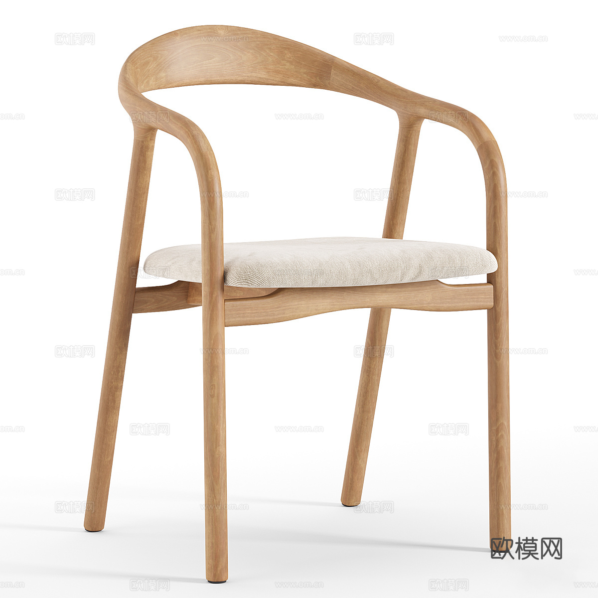 新中式木质单椅3d模型