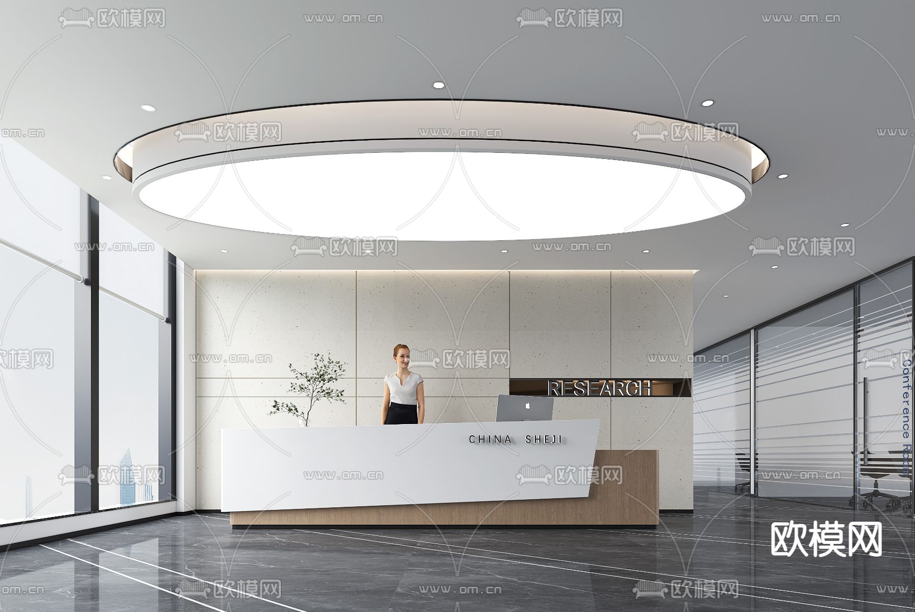 现代前台su模型下载（渲染图1）