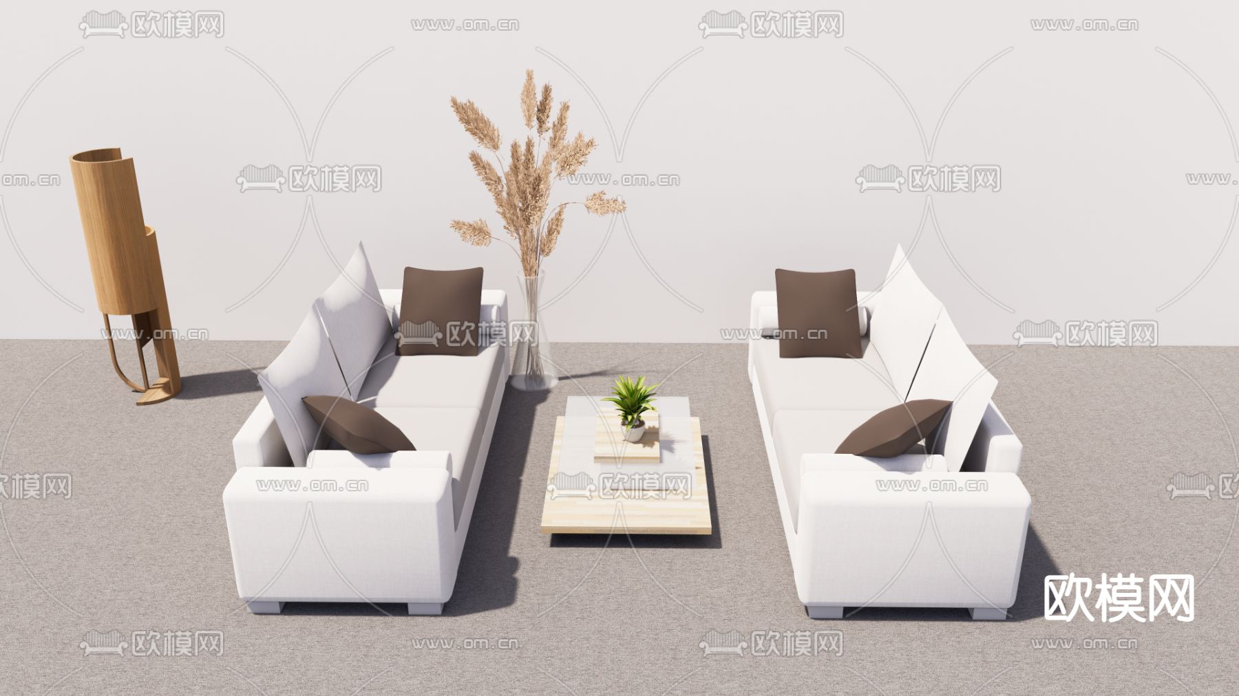 现代休闲沙发su模型下载（渲染图2）