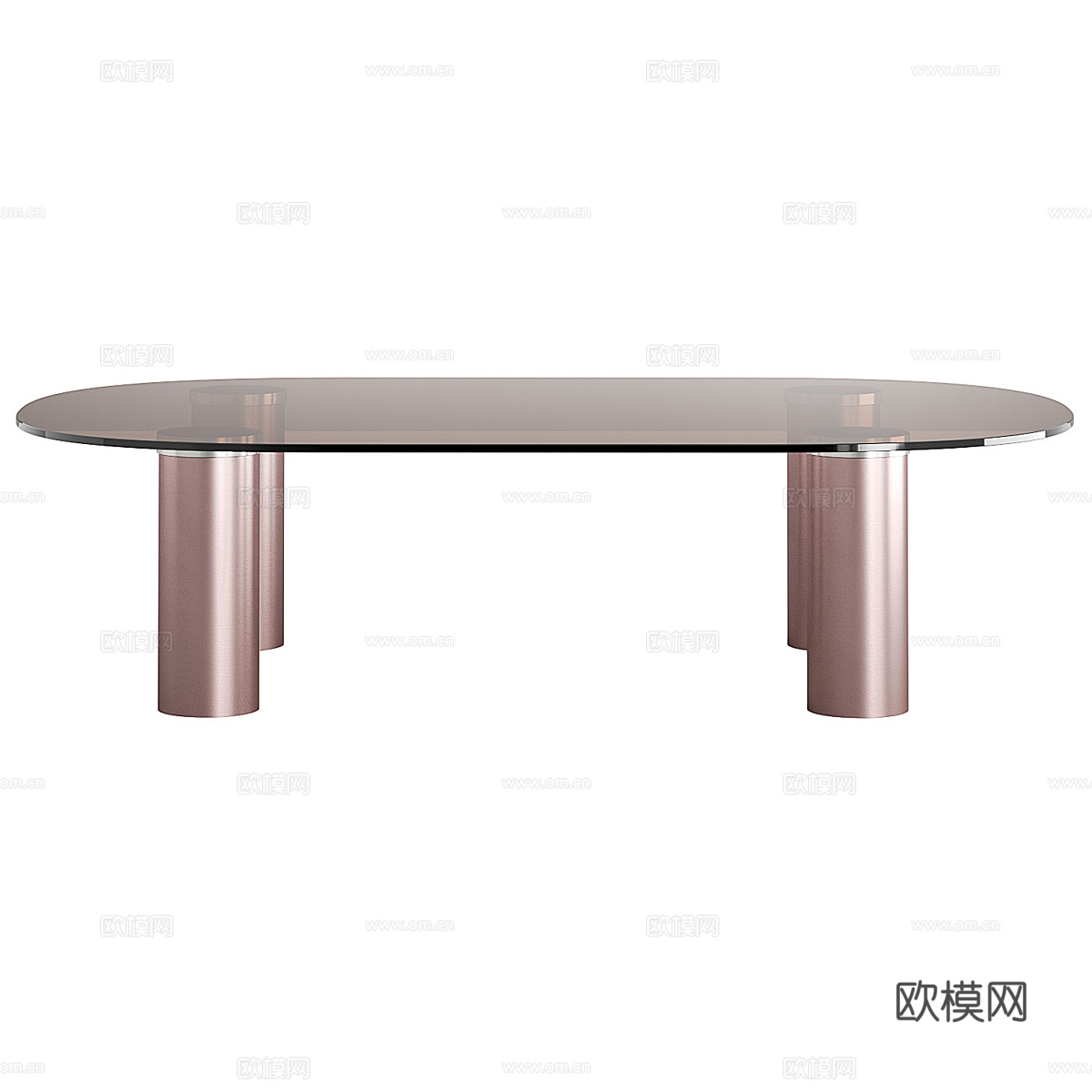 现代意式极简椭圆玻璃茶几3d模型