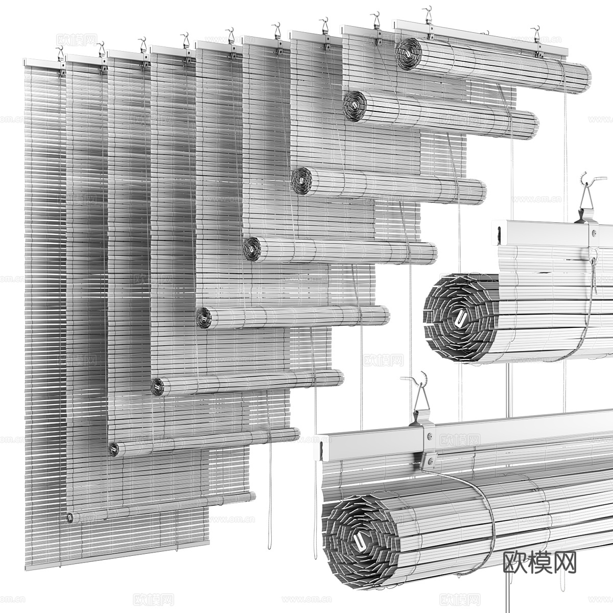 新中式竹卷帘3d模型