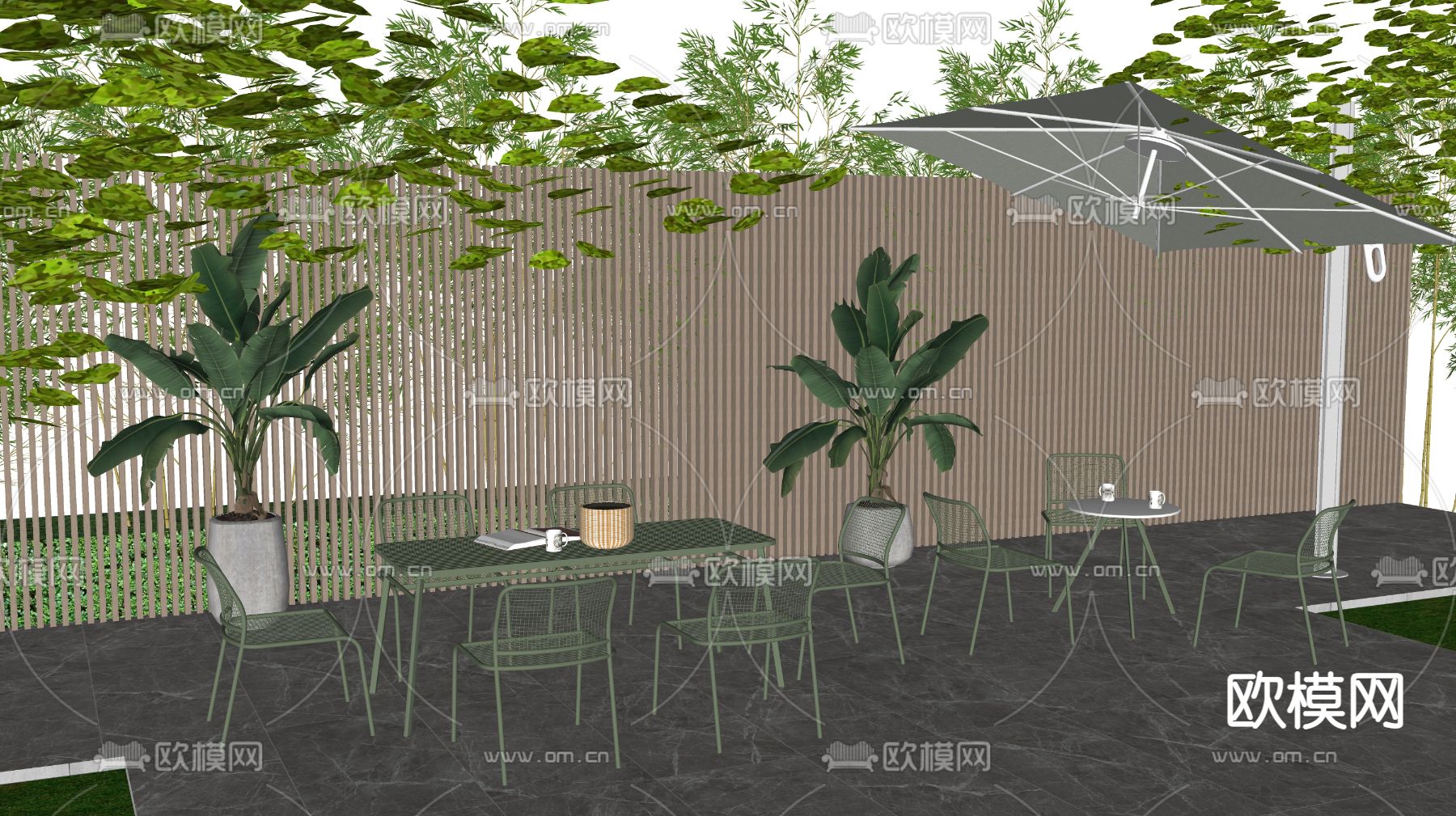 北欧铁艺户外桌椅su模型下载（渲染图2）