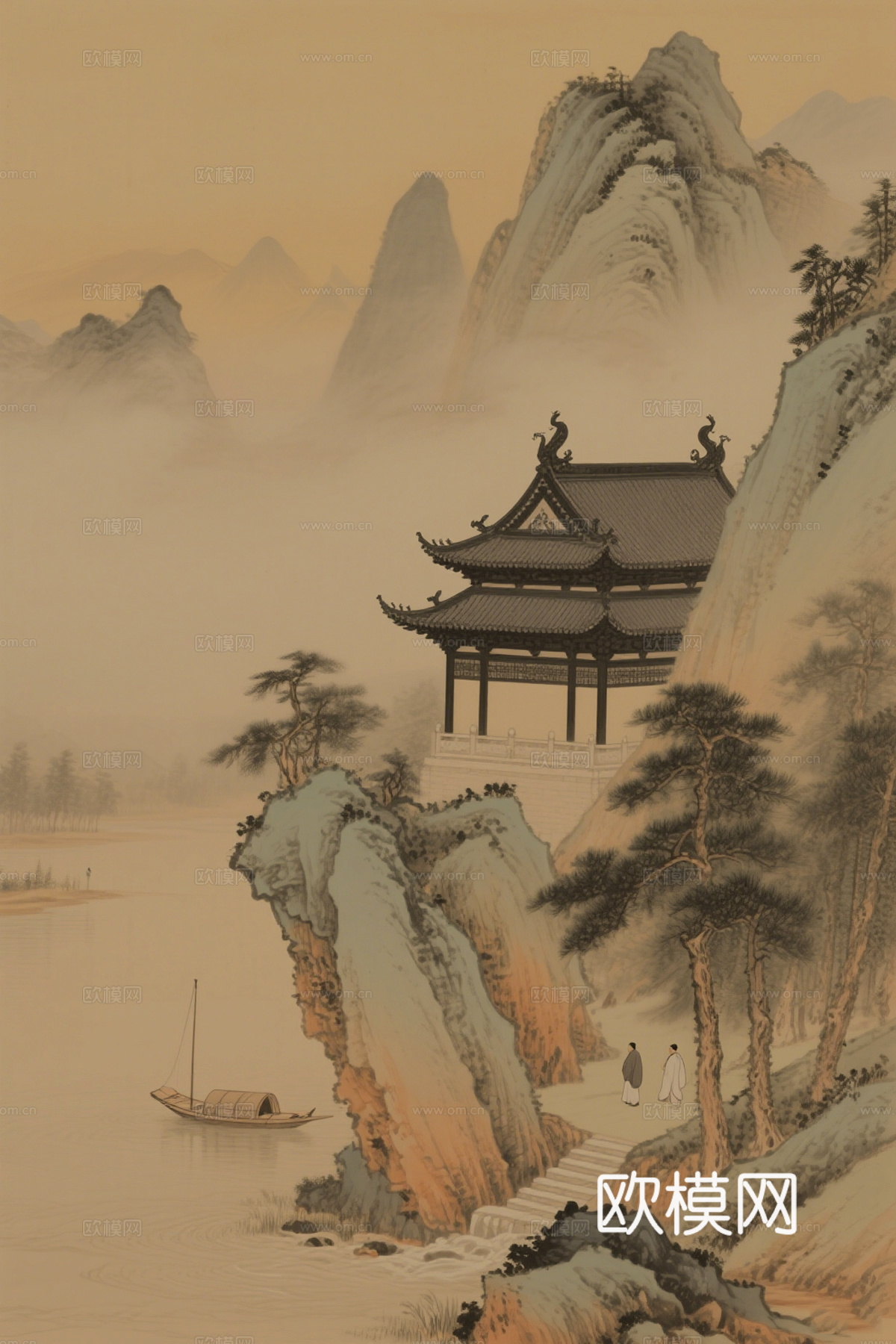 新中式宋式风装饰画  挂画 背景画 山水画
