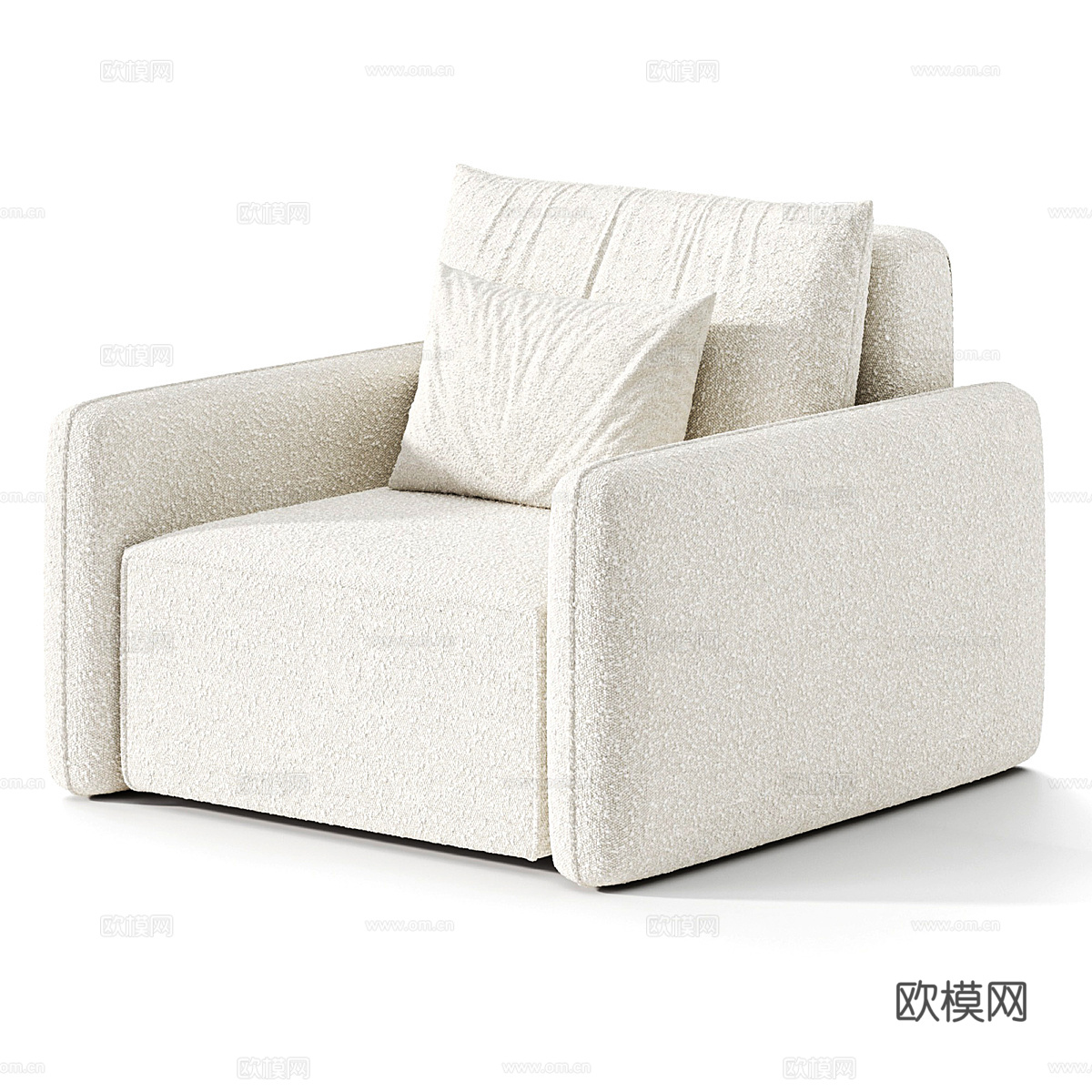现代意式单人布艺休闲沙发3d模型