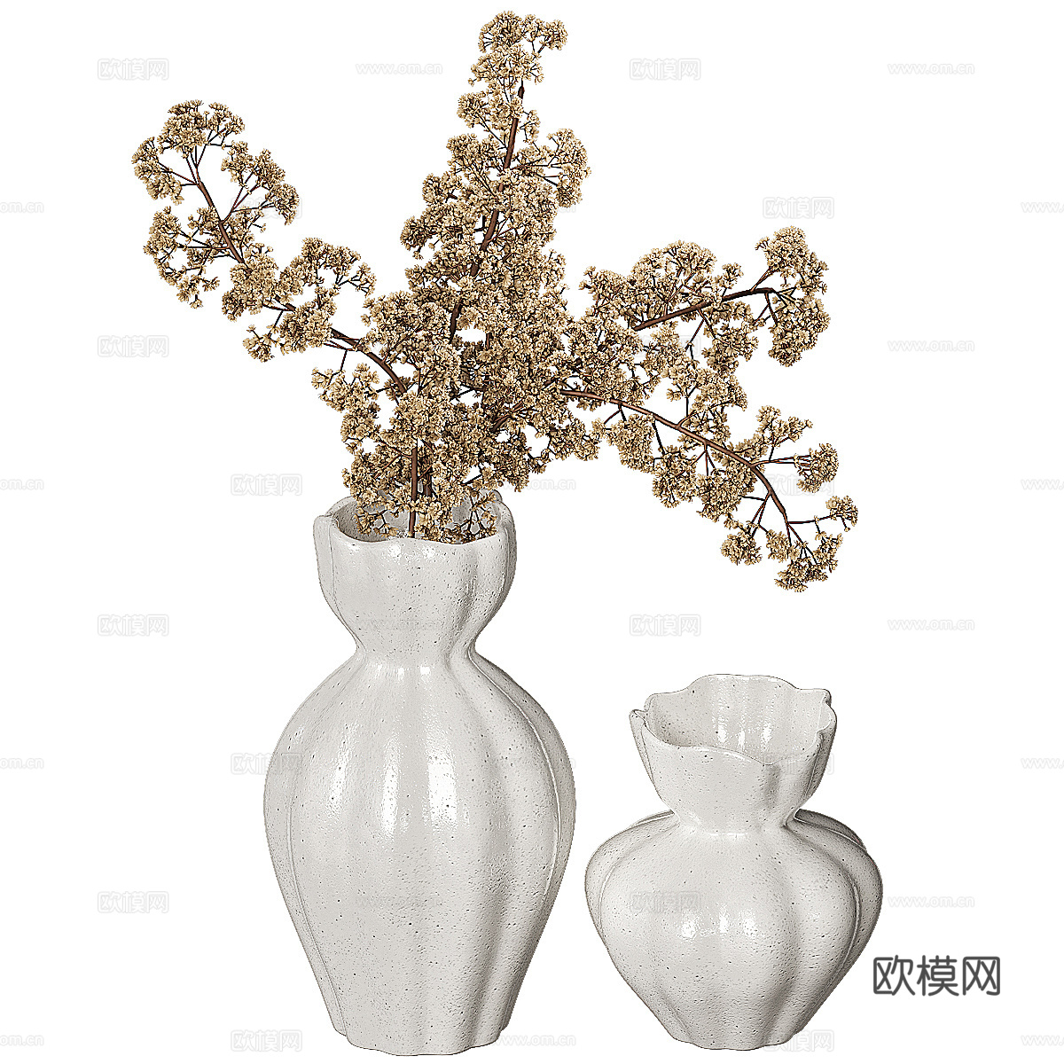 新中式轻奢花瓶花艺3d模型