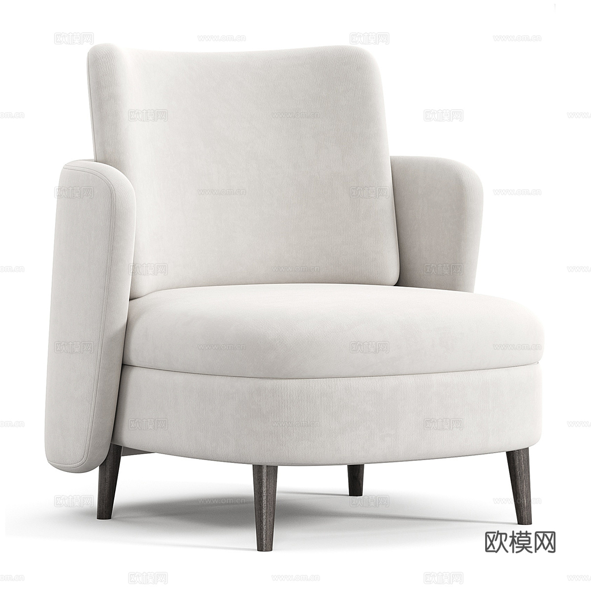 现代意式布艺皮革扶手椅3d模型