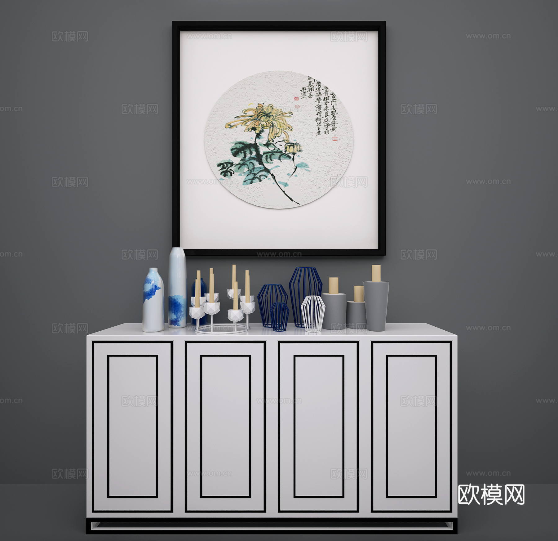 中式餐边柜 装饰柜3d模型