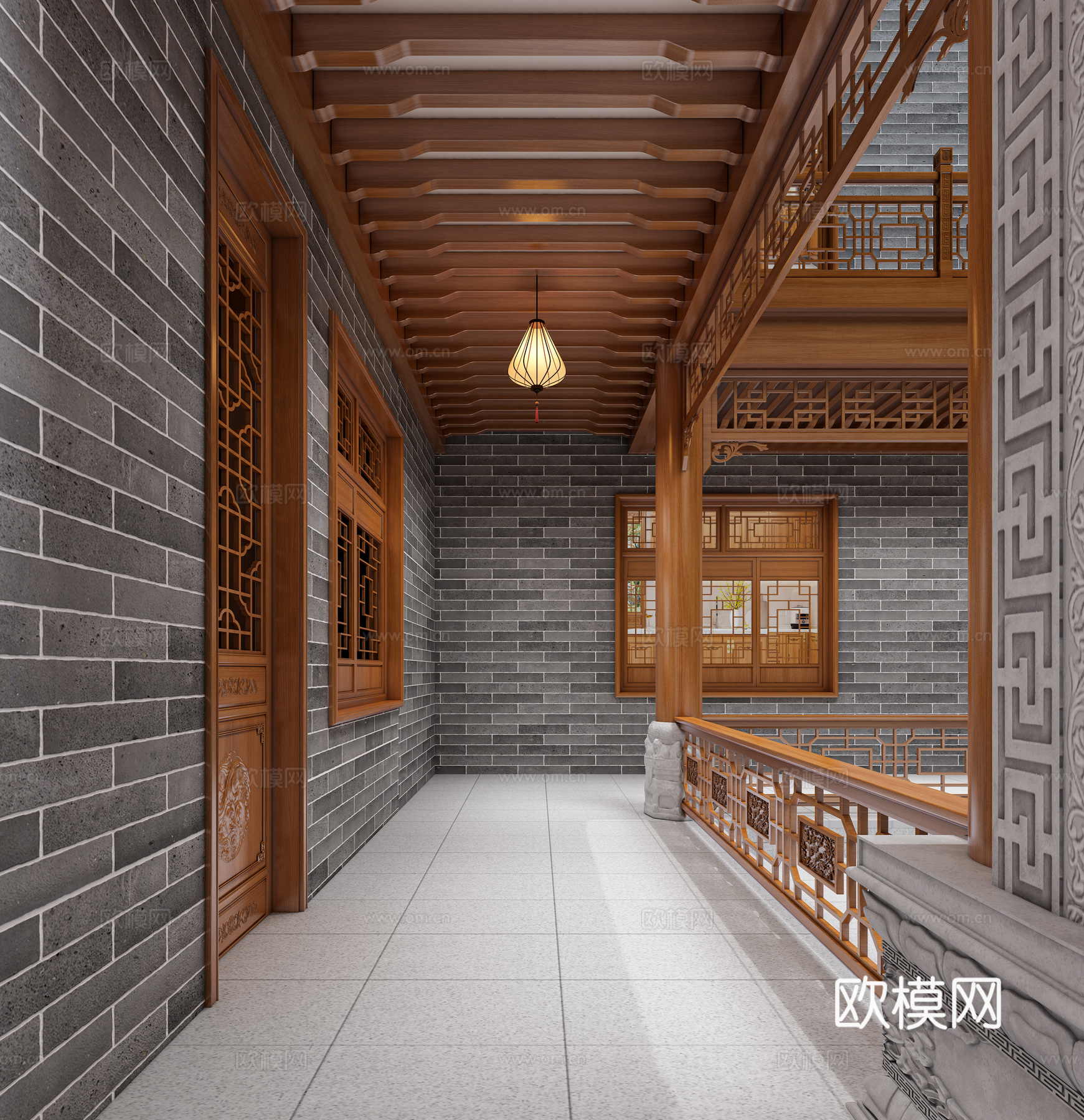 古典中式连廊3d模型
