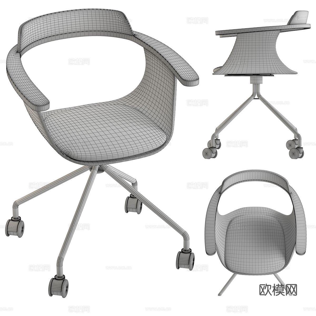 现代意式极简办公椅 书椅 转椅3d模型