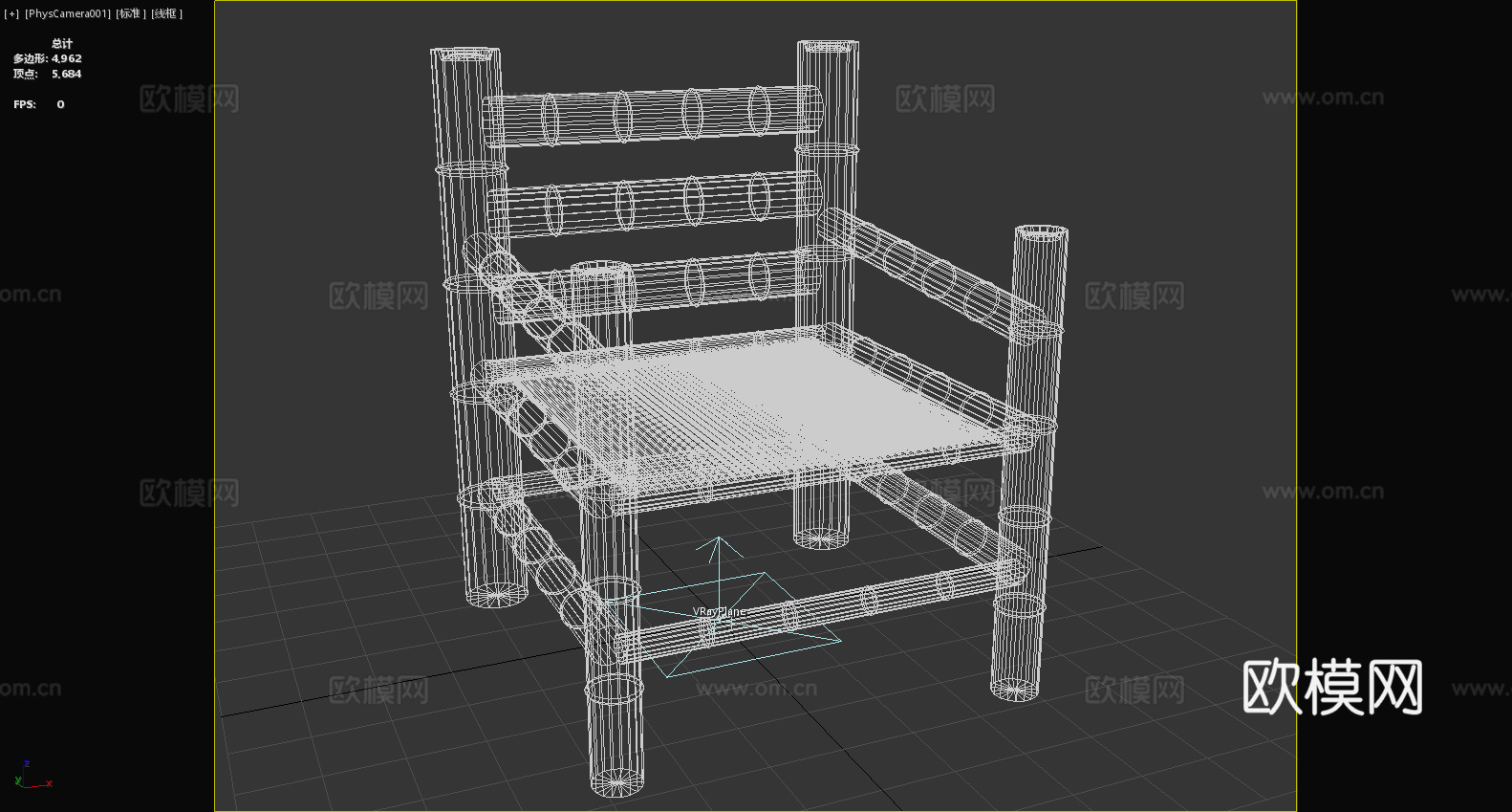 木椅 竹椅 扶手椅 坐椅 椅子3d模型