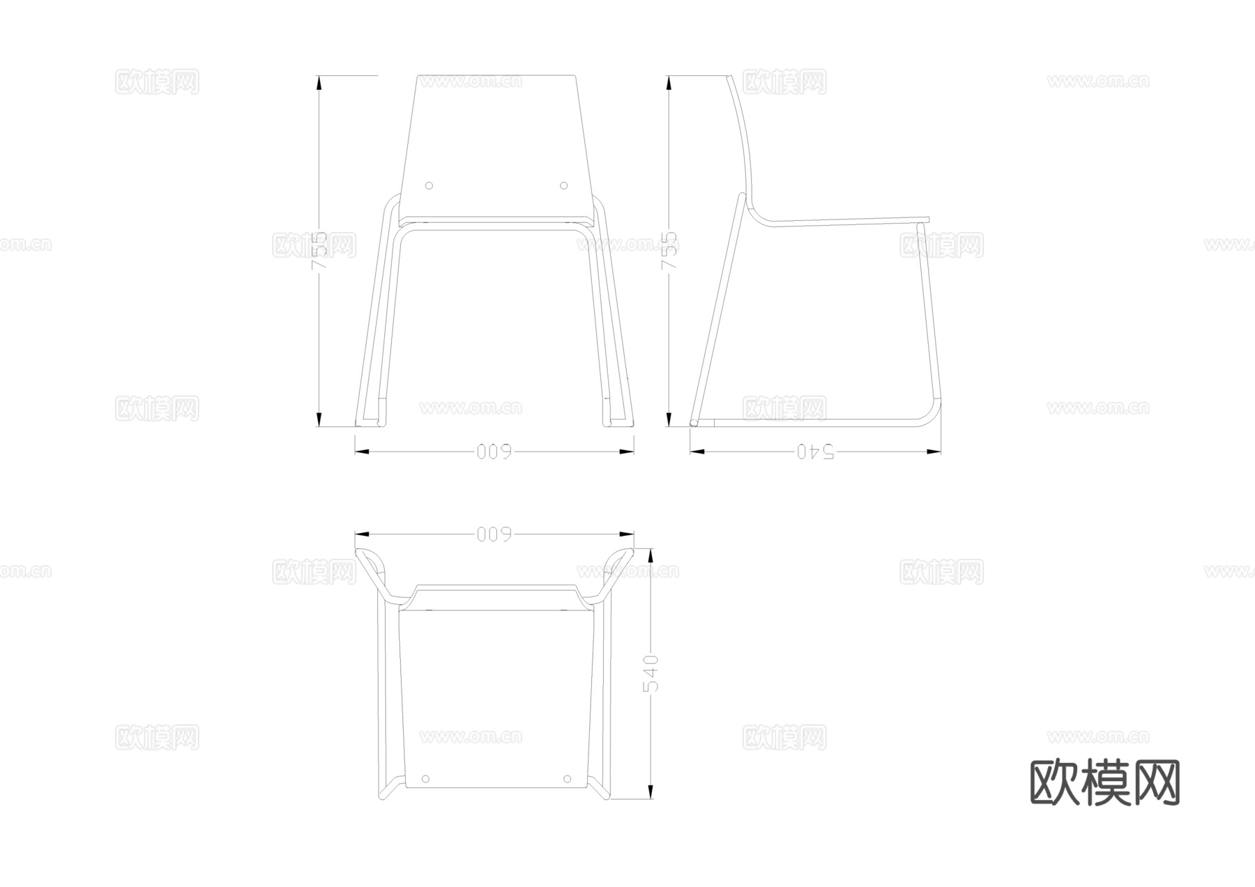 休闲椅立体图cad施工图