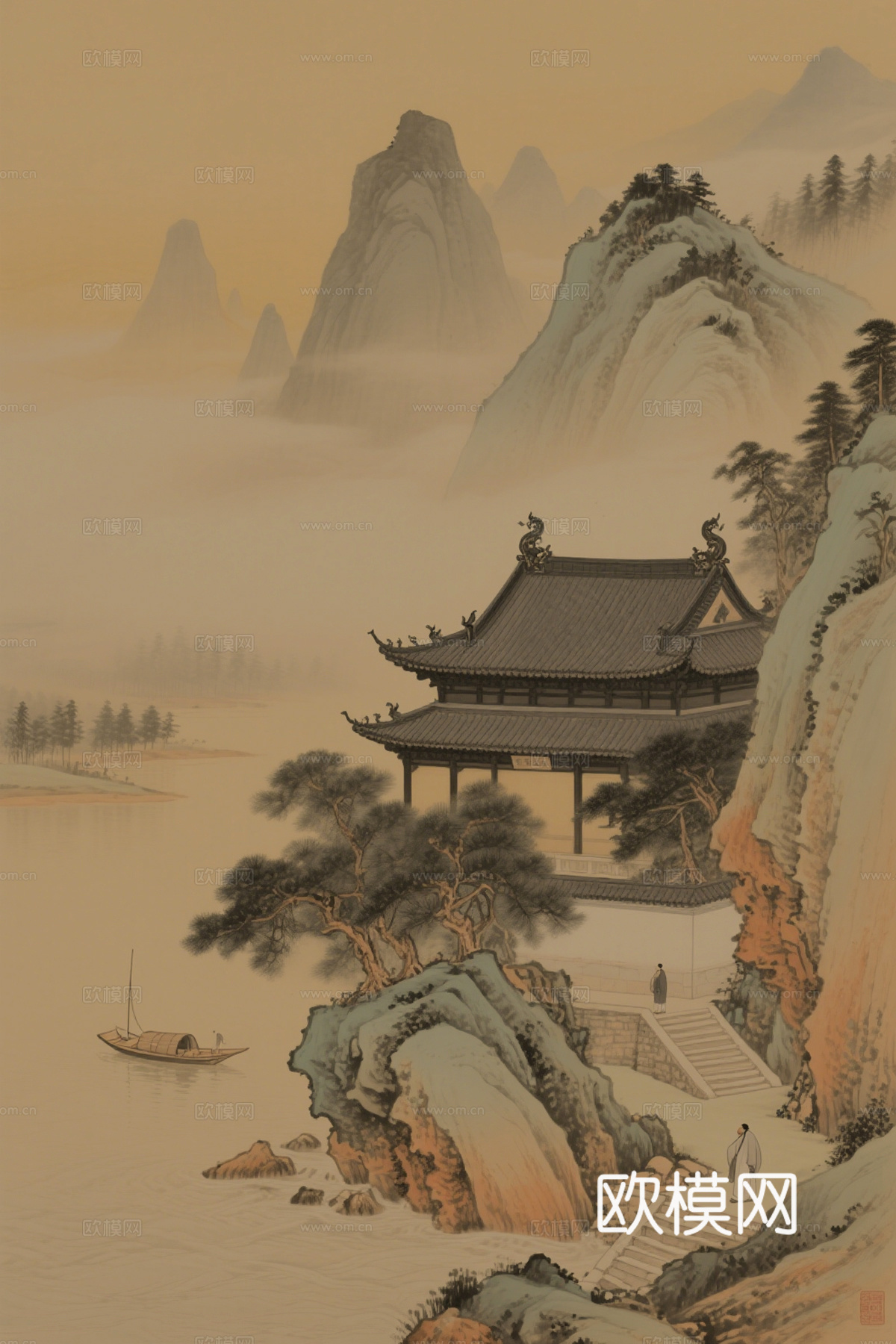 新中式宋式风装饰画  挂画 背景画 山水画