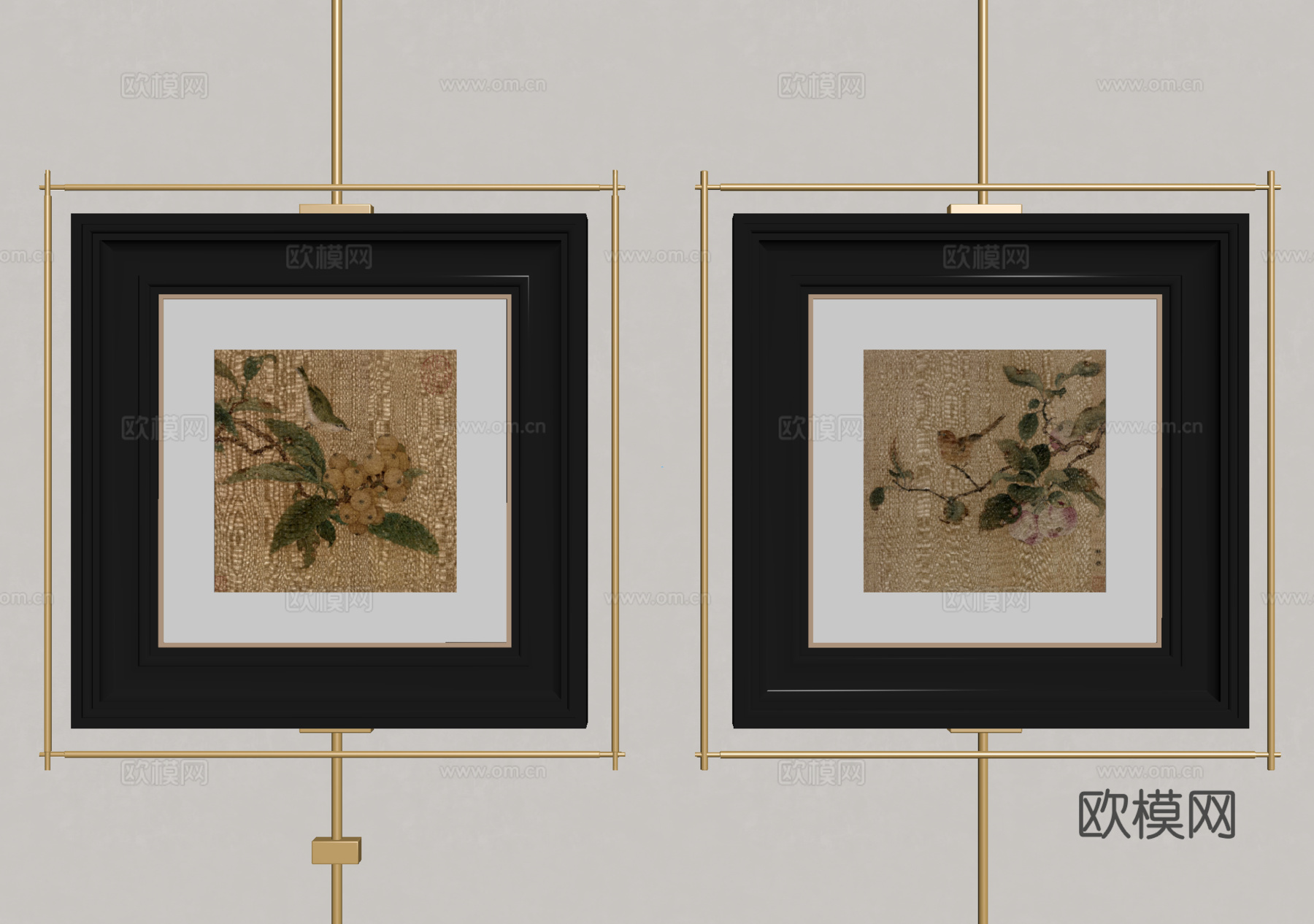 中古复古挂画 装饰画 客厅挂画 玄关挂画su模型