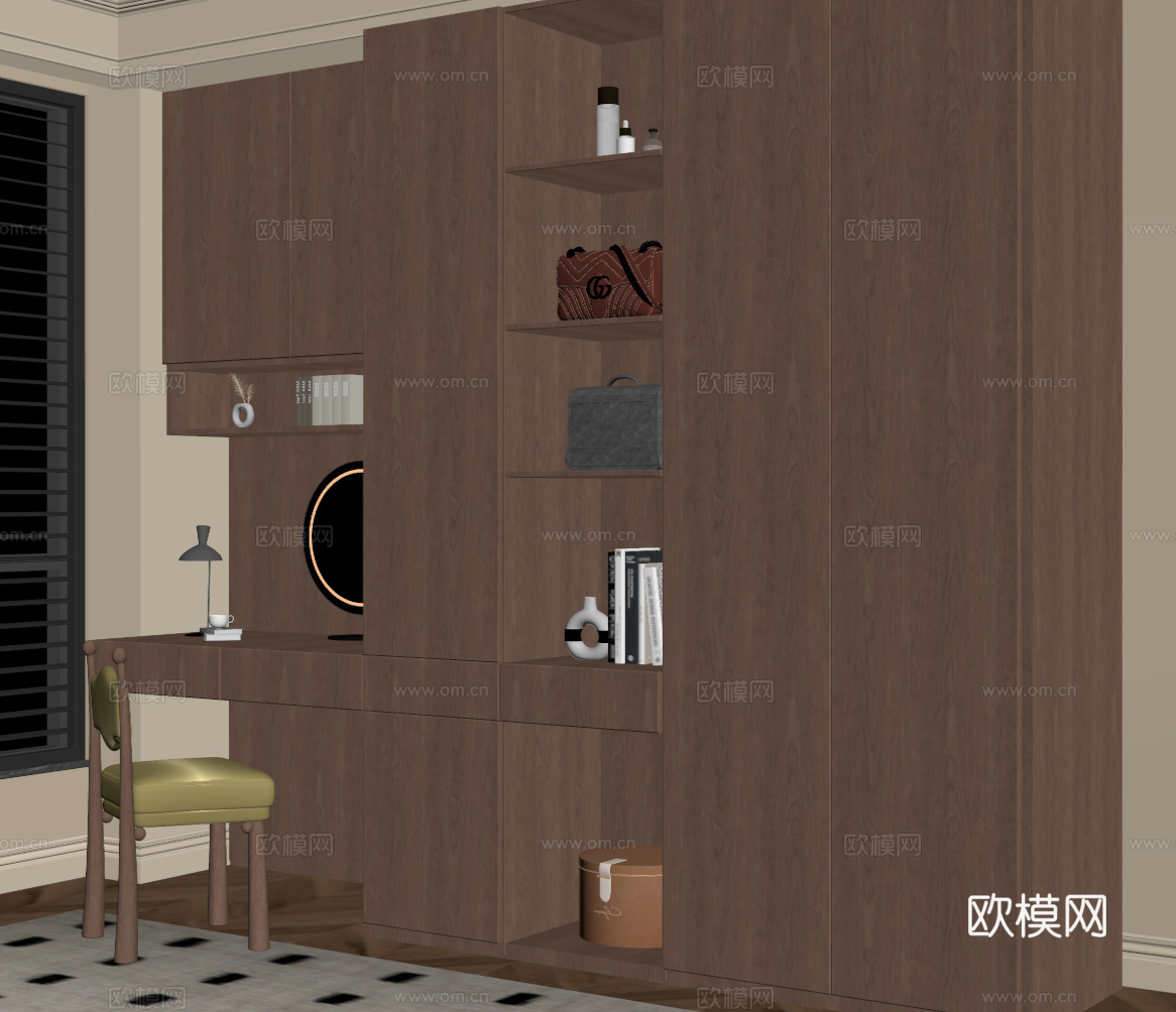 中古风衣柜 梳妆台su模型