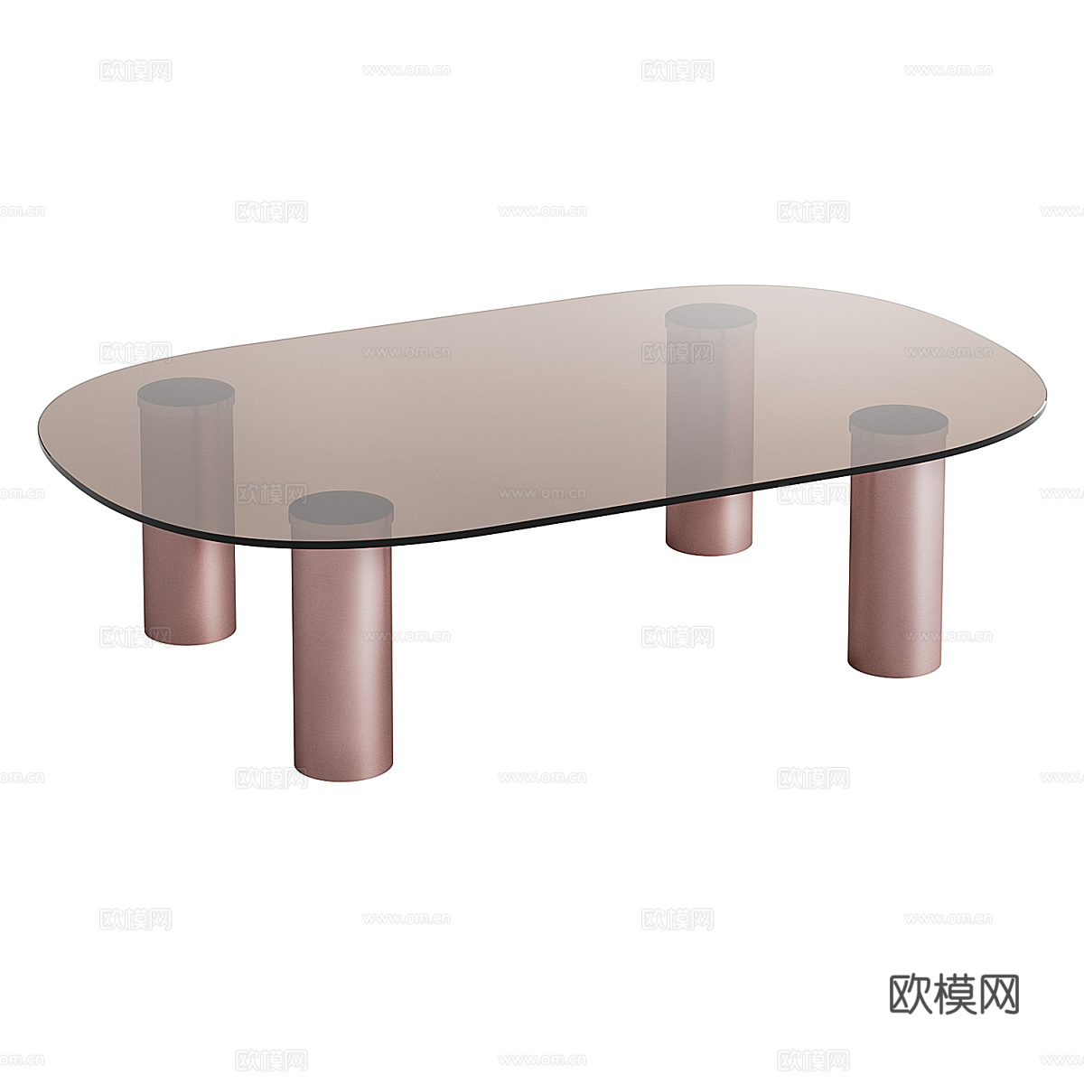 现代意式极简椭圆玻璃茶几3d模型
