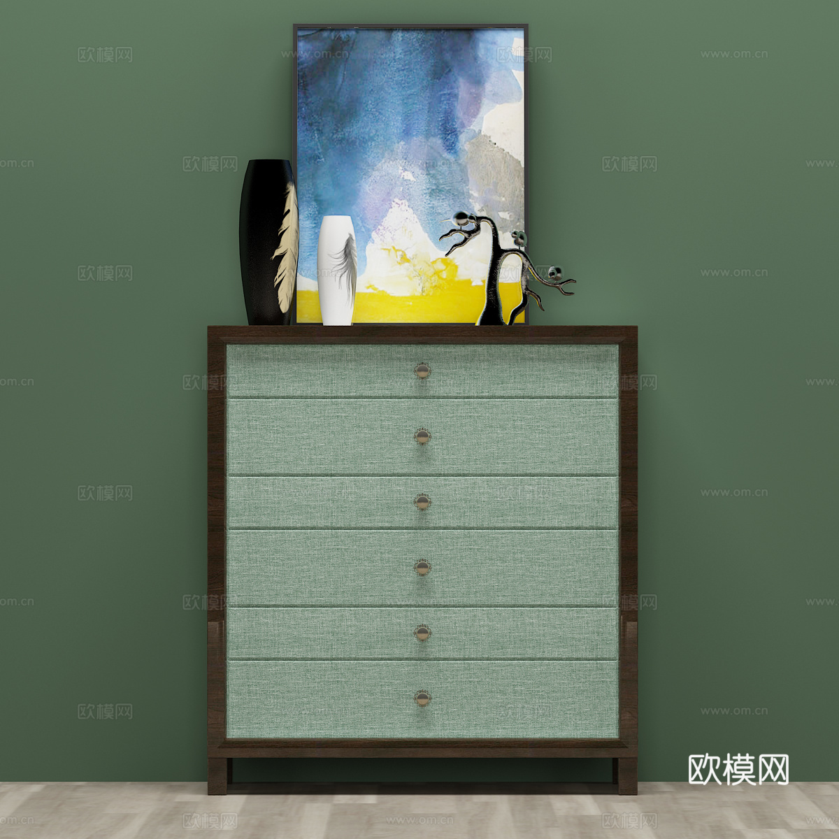 现代鞋柜 装饰柜 边柜 装饰画3d模型