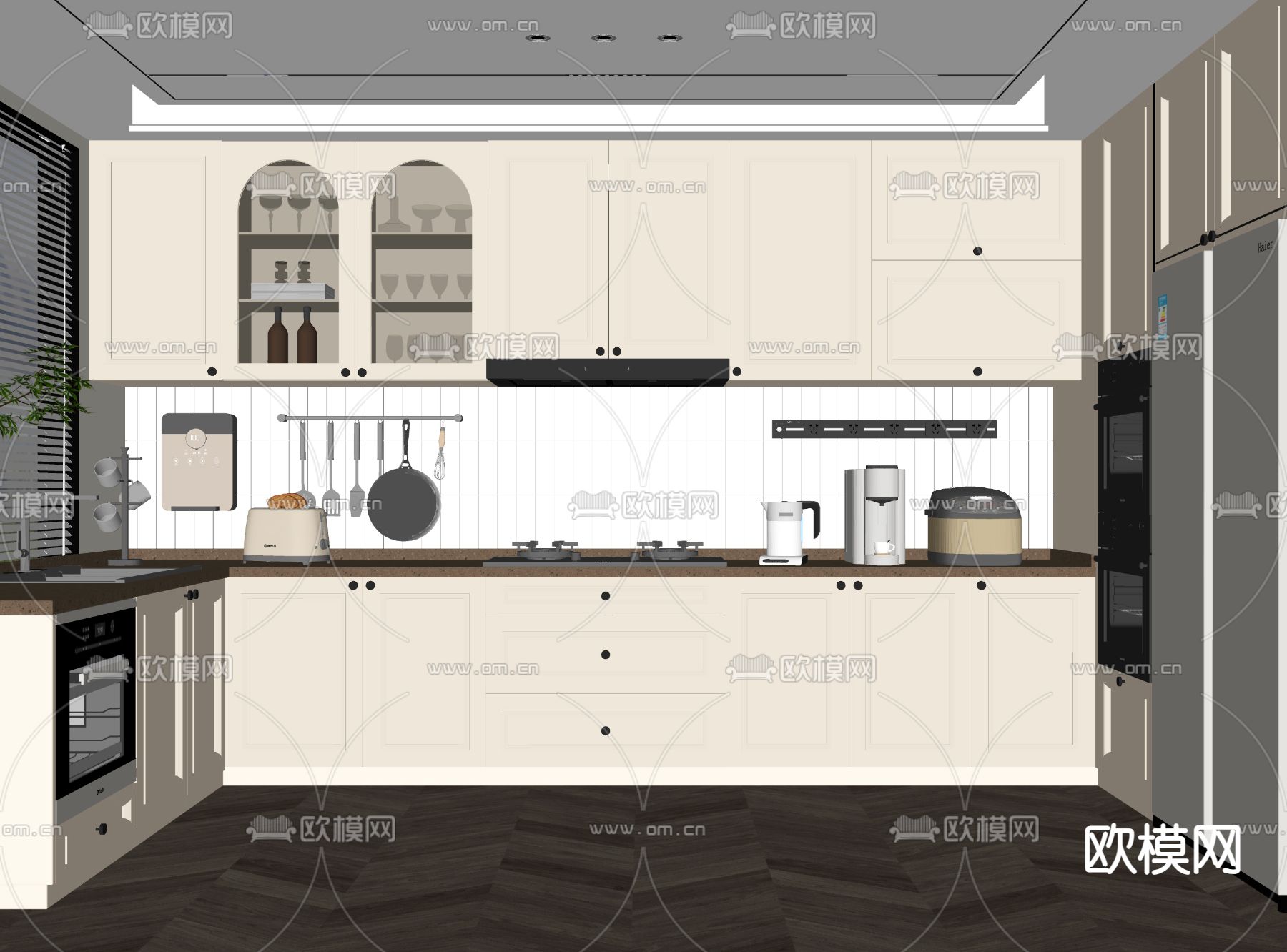 法式厨房su模型下载（渲染图2）