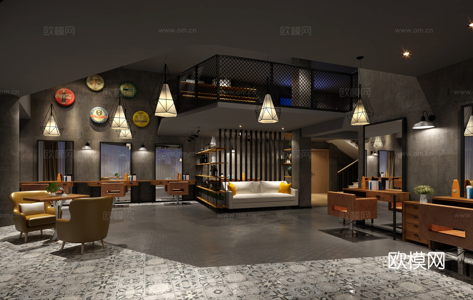 工业风理发店3d模型