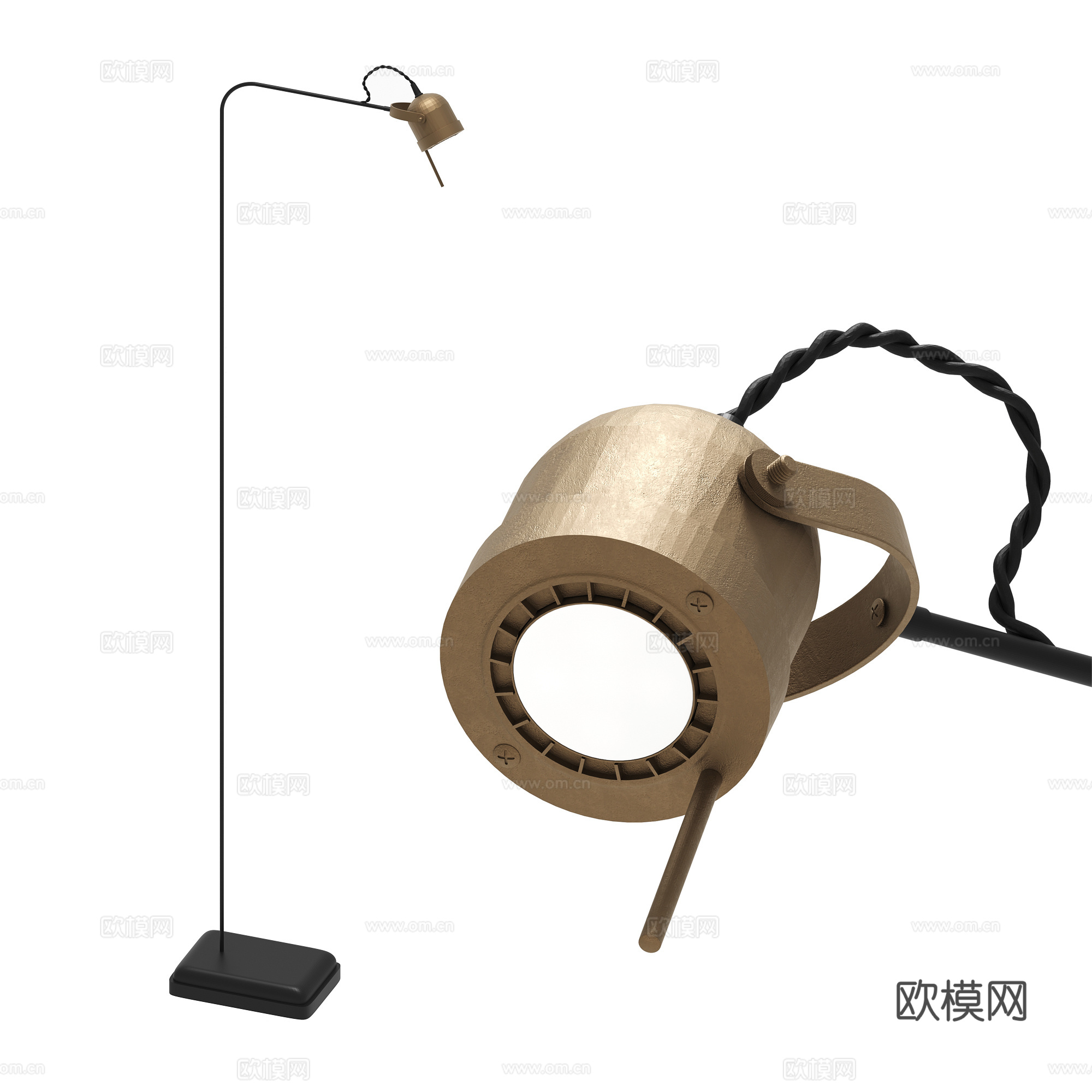 侘寂 金属 落地灯3d模型
