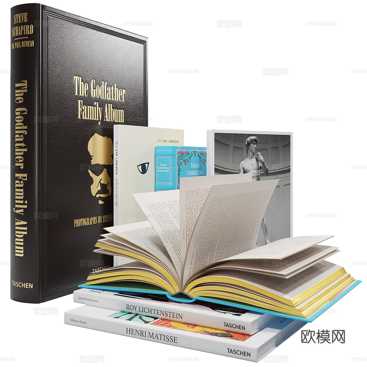 现代书籍杂志组合3d模型