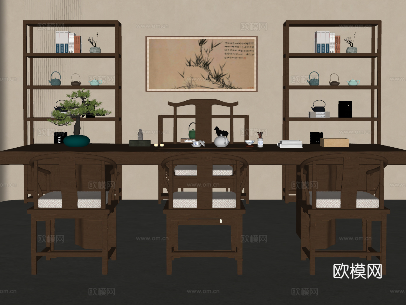 新中式茶室su模型