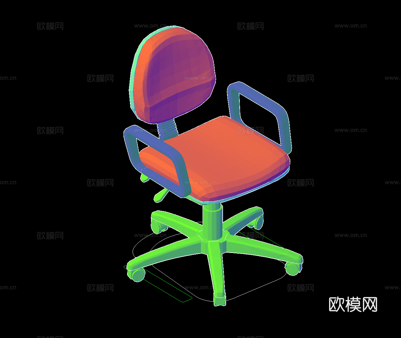 职员椅立体图cad施工图