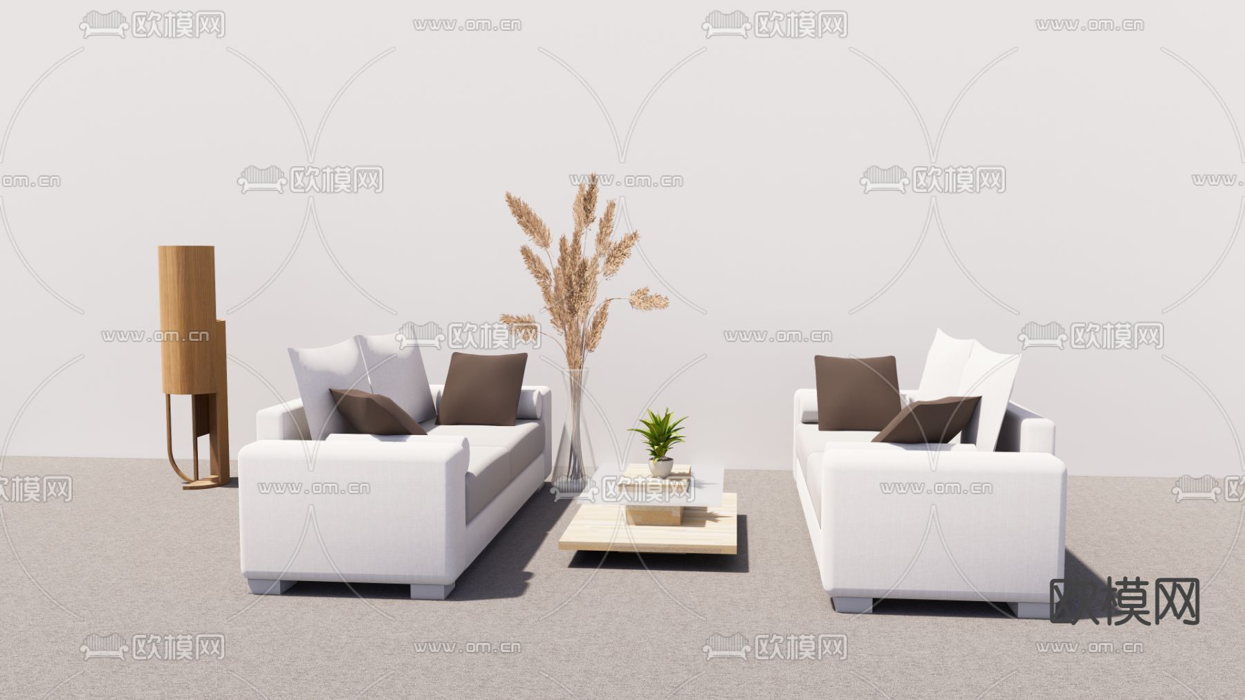 现代休闲沙发su模型下载（渲染图1）