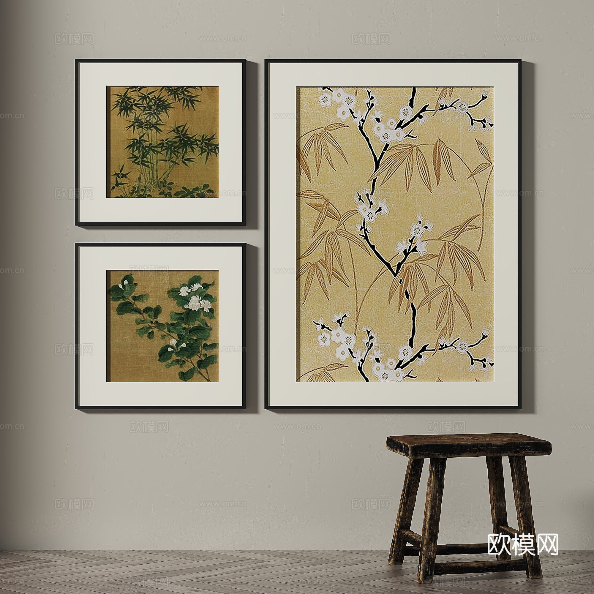 现代，中古，复古，简约，装饰画3d模型