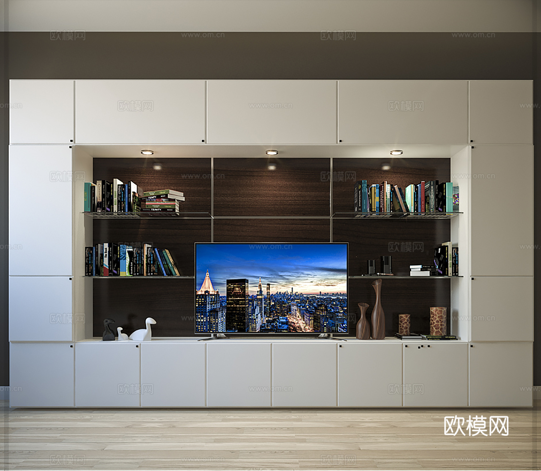 现代电视柜   成品书柜  书籍组合  电视su模型