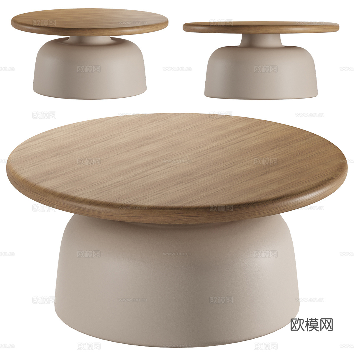 新中式侘寂圆茶几3d模型
