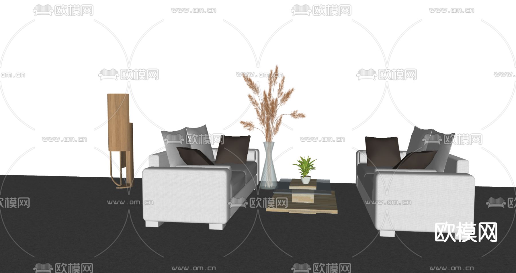 现代休闲沙发su模型下载（渲染图3）