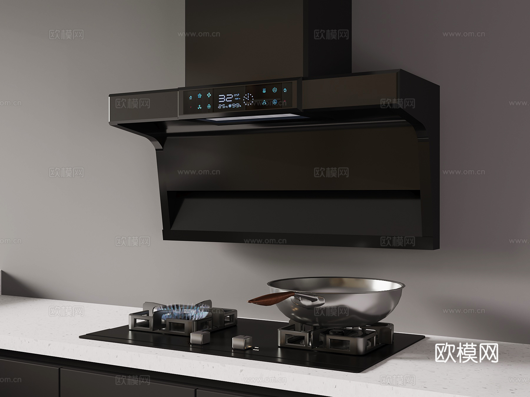 油烟机 油烟机燃气灶组合 灶台 灶具3d模型