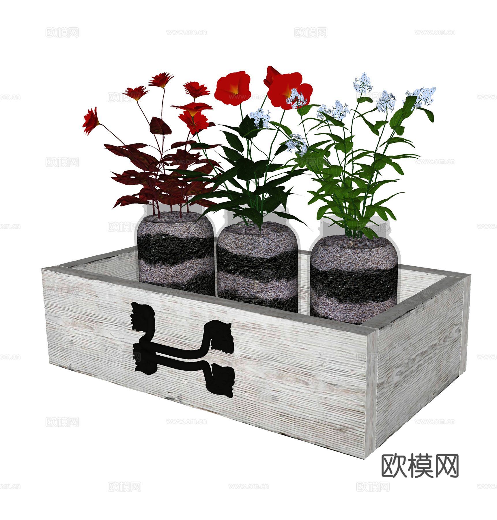 现代花瓶花卉  室内花艺  植物花草su模型