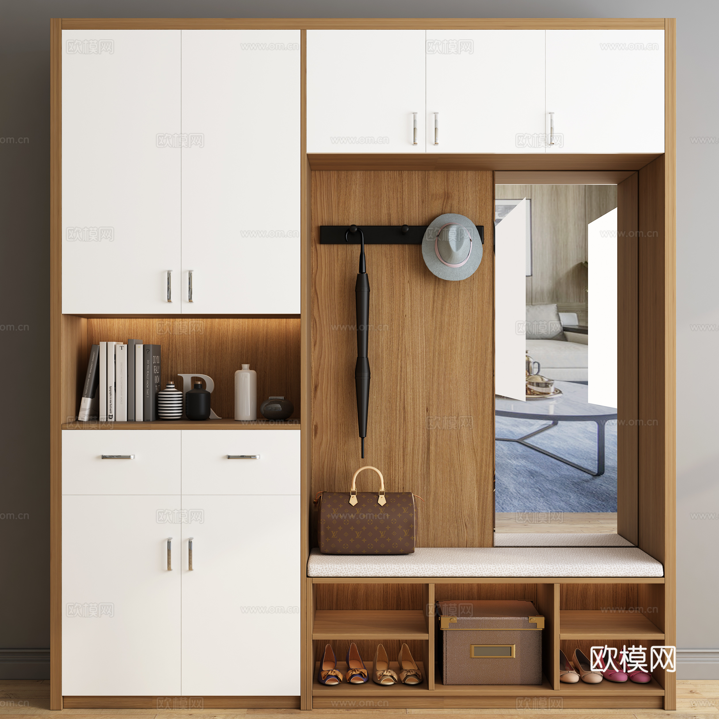 现代鞋柜3d模型下载（渲染图2）