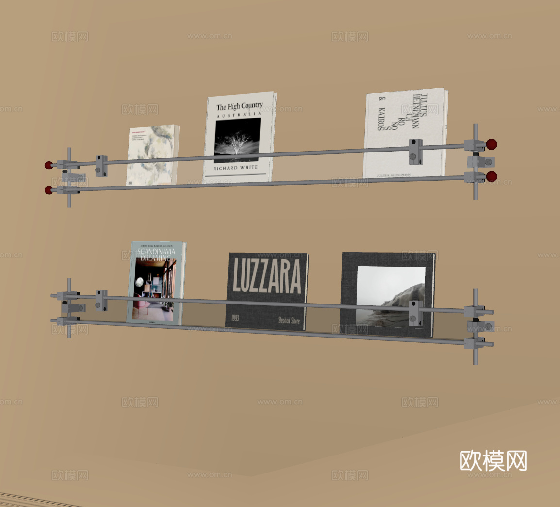 现代书架 壁架su模型