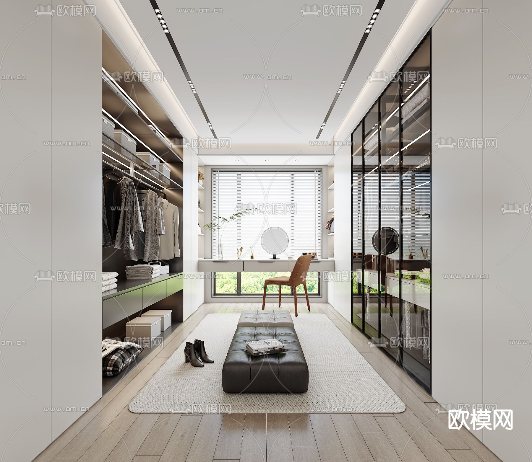 现代衣帽间su模型下载（渲染图1）