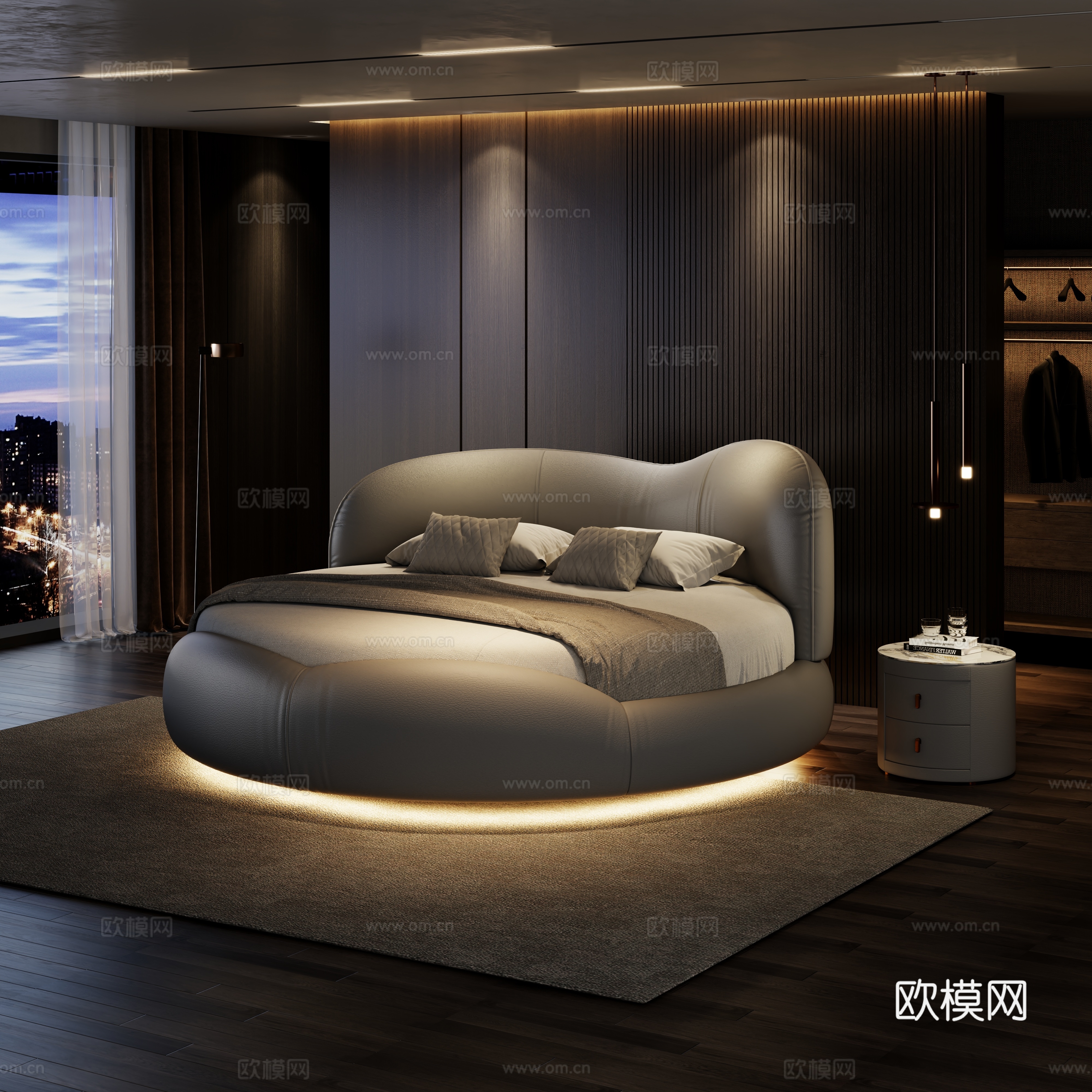 圆床 双人床3d模型