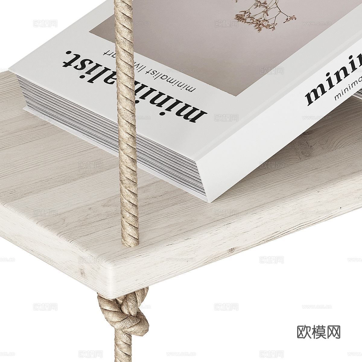 现代北欧绳索壁架 书架 装饰架3d模型