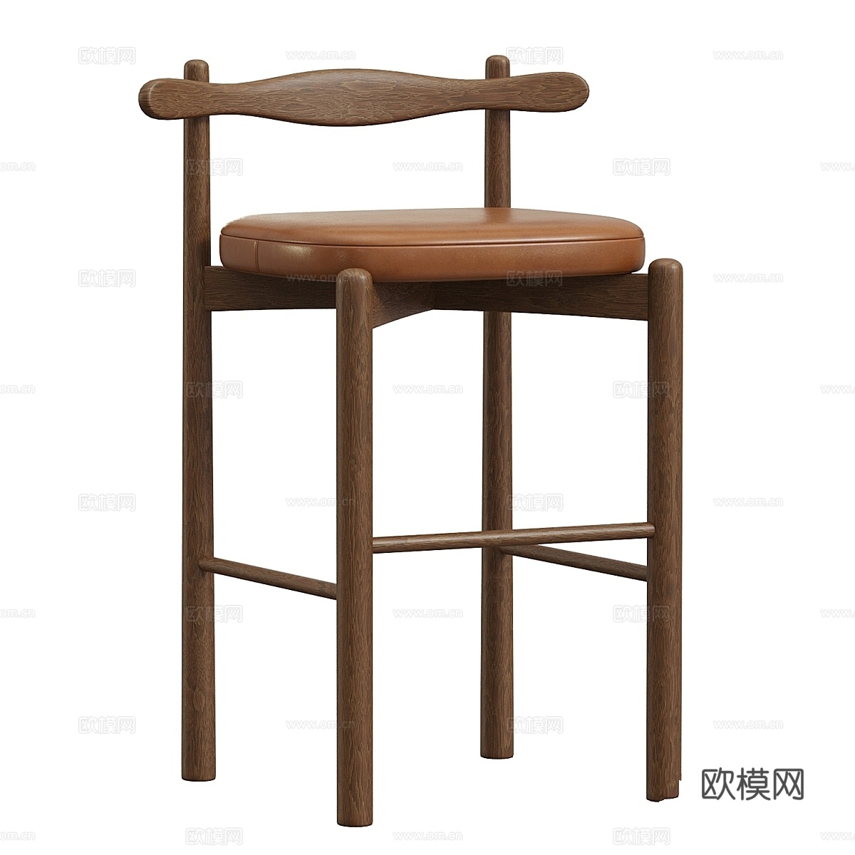 吧台凳UCA，深棕色木质3d模型