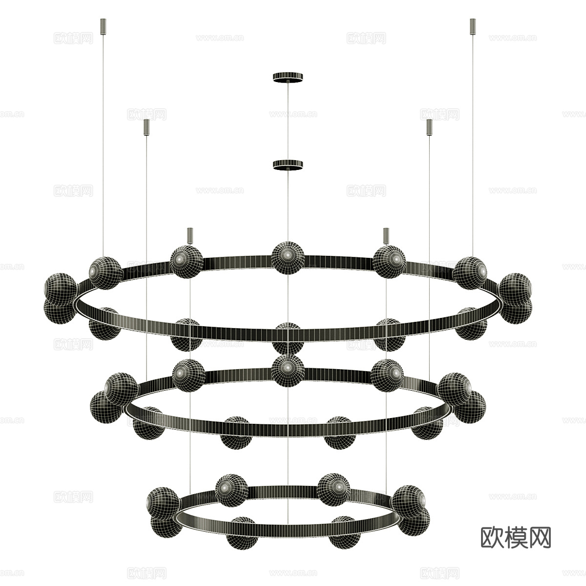 现代轻奢圆形金属装饰吊灯3d模型