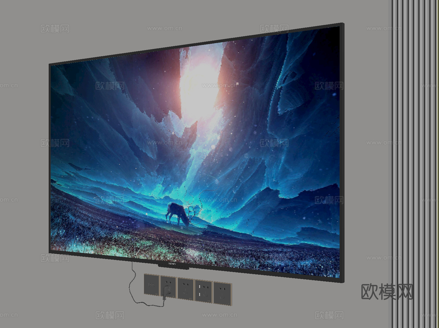 现代壁挂式电视 液晶电视su模型
