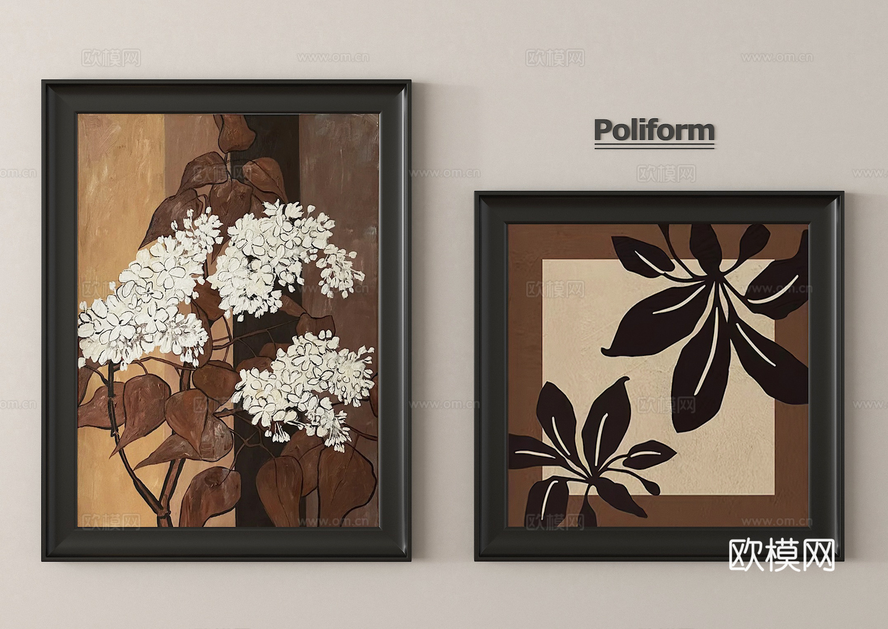 中古挂画组合 装饰画 客厅挂画 玄关挂画3d模型
