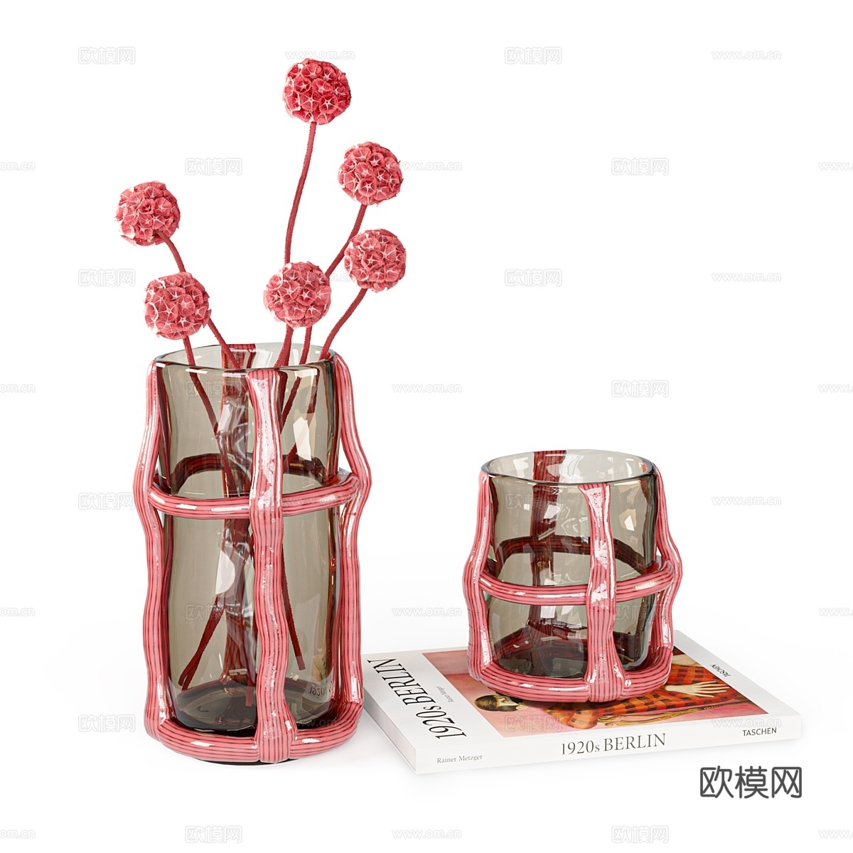装饰花瓶套装，角落设计，烟雾效果3d模型