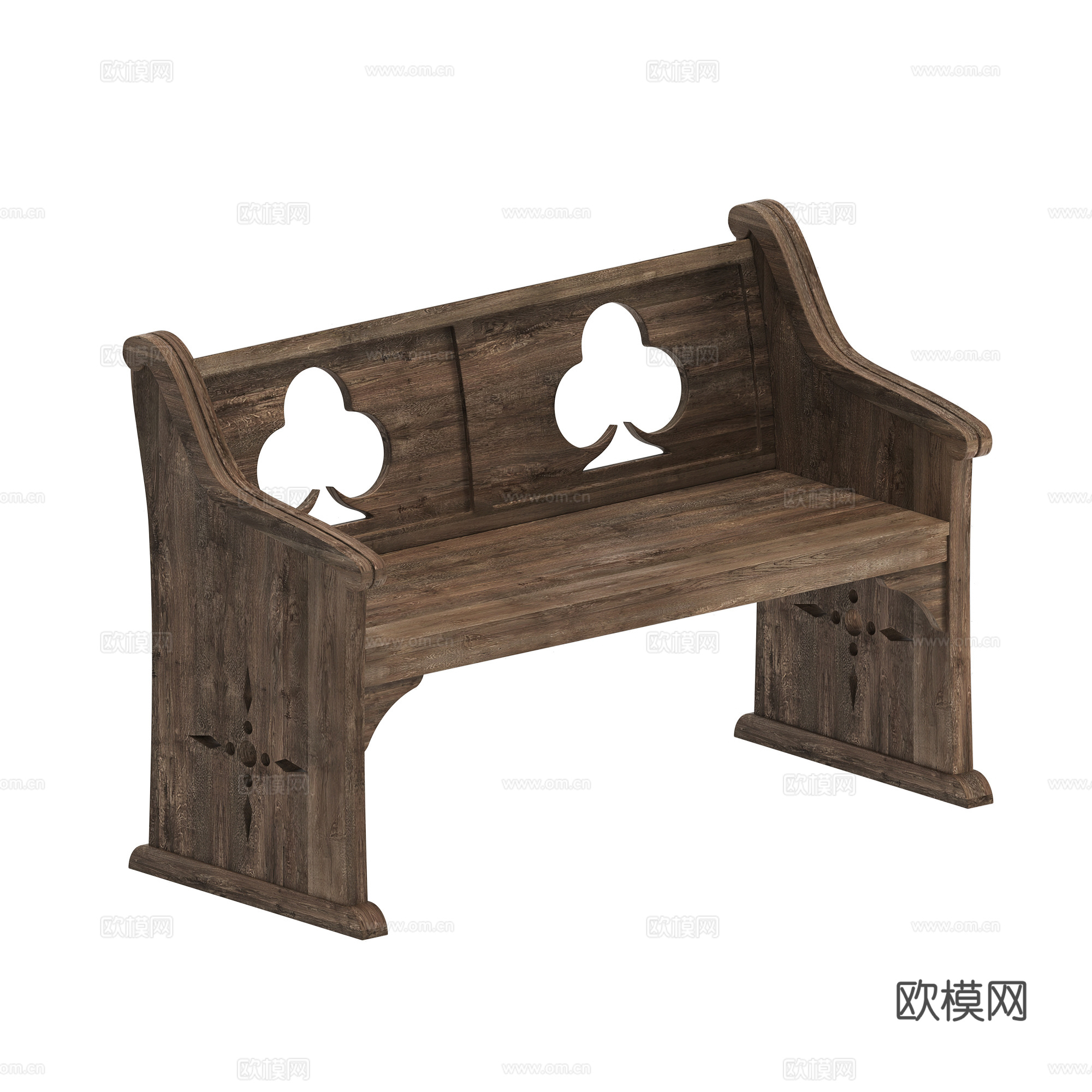 法式 侘寂 中古 教堂椅3d模型