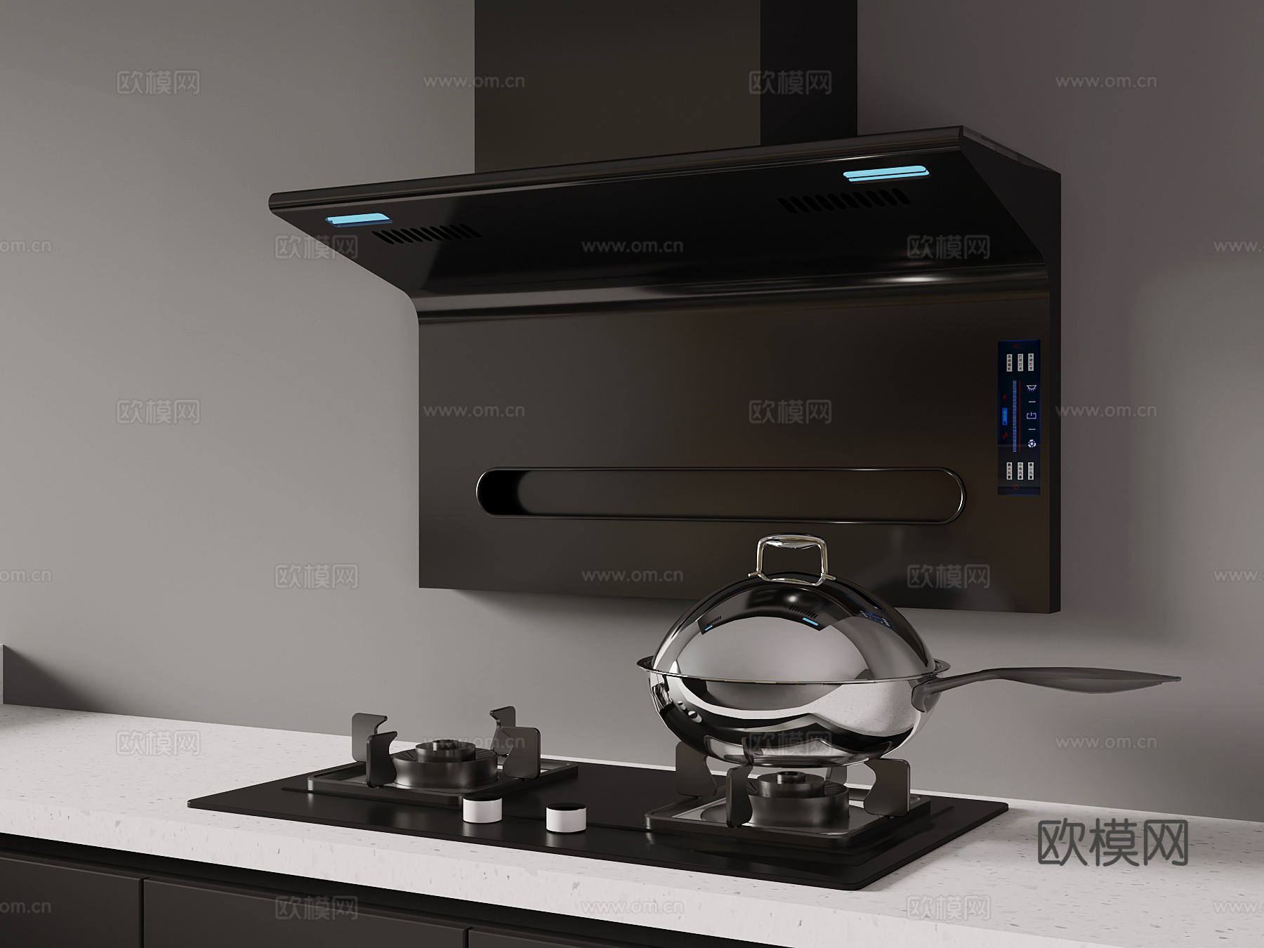 油烟机 油烟机燃气灶组合 灶台 灶具3d模型