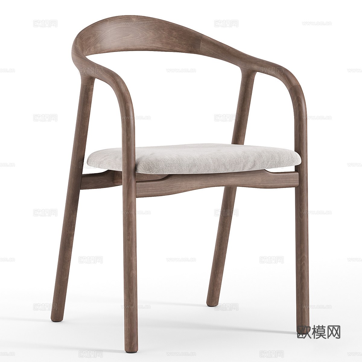 新中式木质单椅3d模型