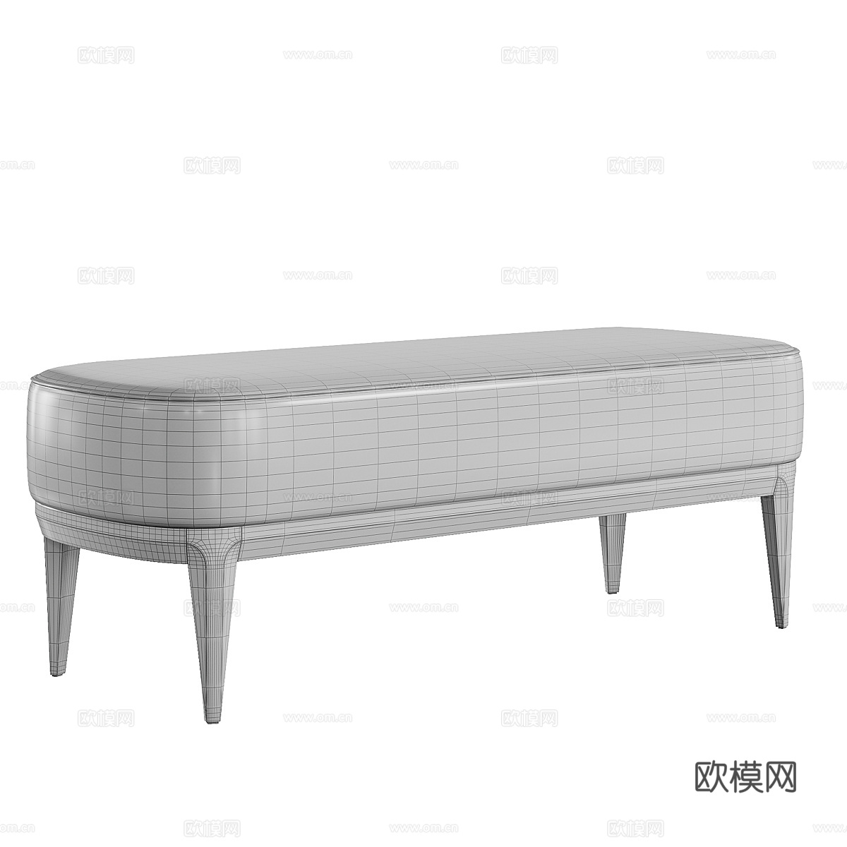 新中式布艺长凳 条凳 床尾凳3d模型