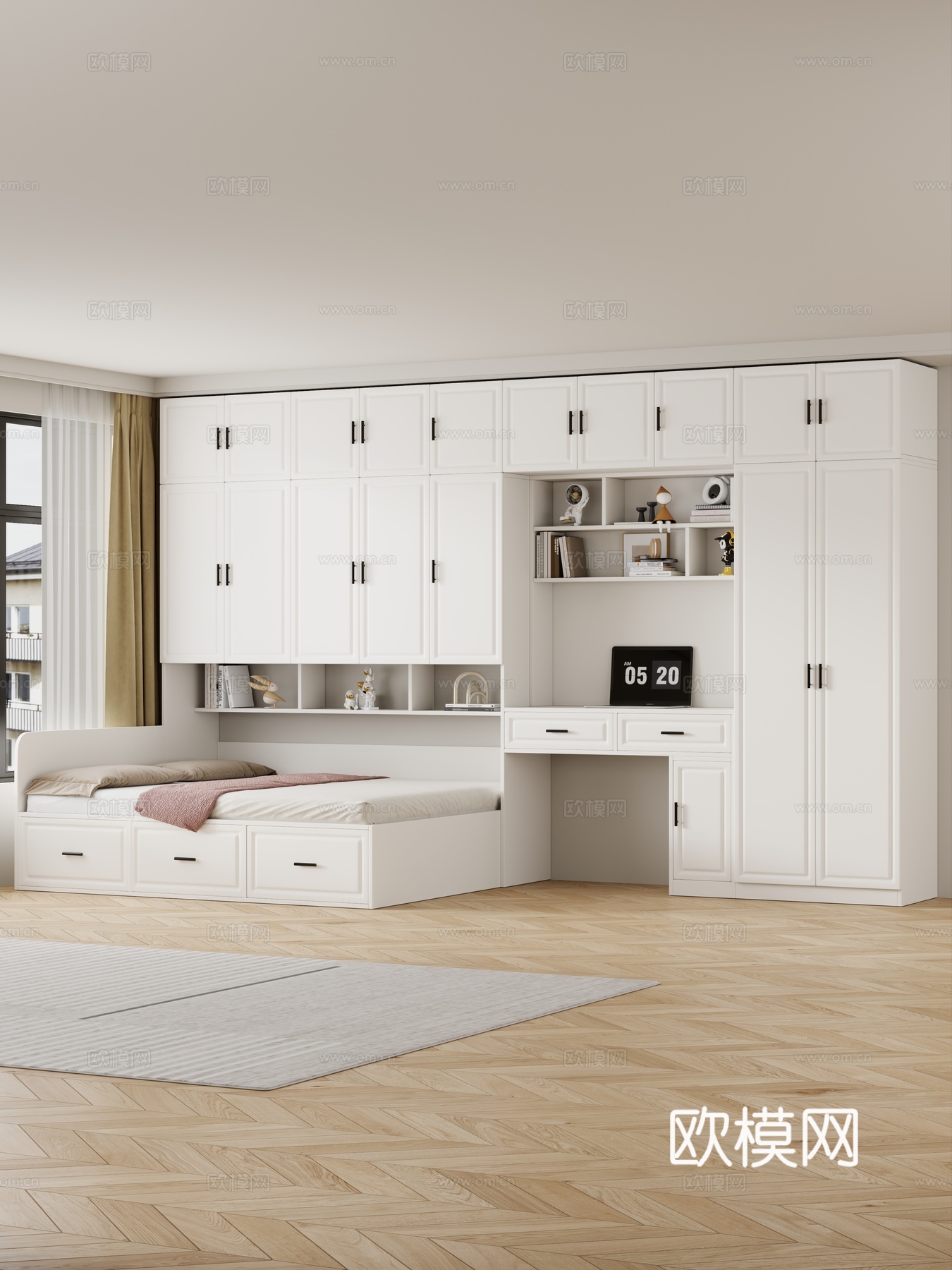 榻榻米 书桌3d模型下载