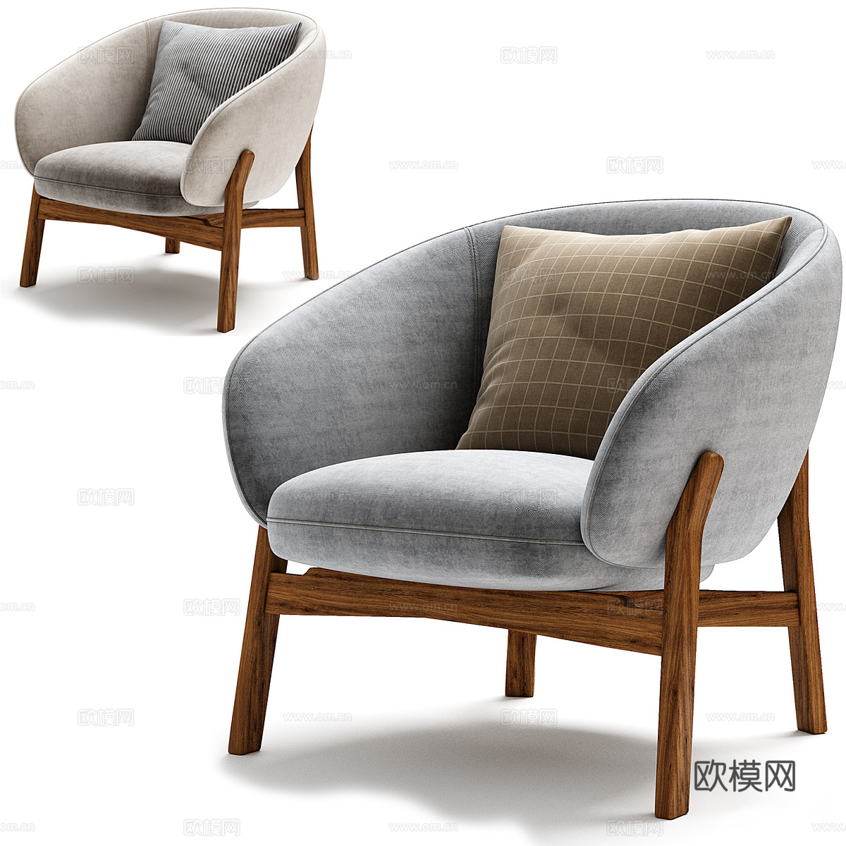 新中式布艺扶手椅3d模型